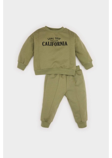 Erkek Bebek 2'li Takım Baskılı Sweatshirt Beli Lastikli Eşofman Altı D7664A524WN