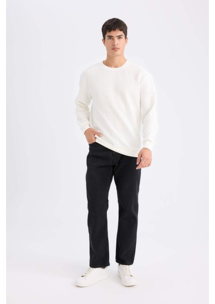 Regular Fit Bisiklet Yaka Jakarlı Sweatshirt D5391AX24AU