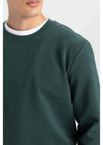 Regular Fit Bisiklet Yaka Jakarlı Sweatshirt D5394AX24AU