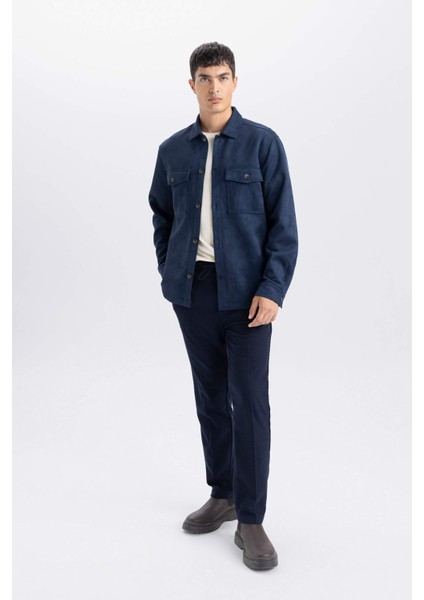 Regular Fit Polo Yaka Süet Gömlek Ceket D3379AX25SP