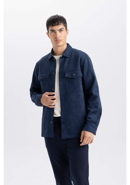Regular Fit Polo Yaka Süet Gömlek Ceket D3379AX25SP