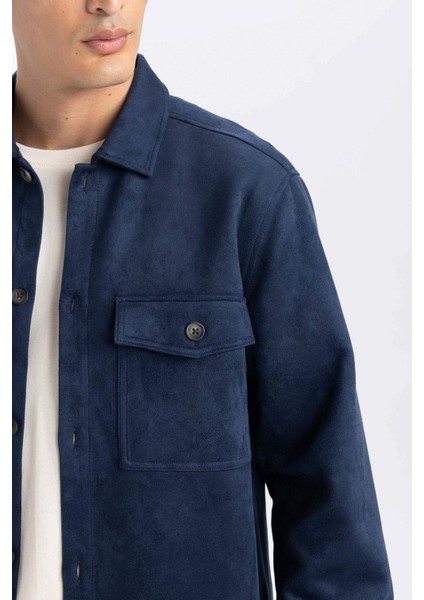 Regular Fit Polo Yaka Süet Gömlek Ceket D3379AX25SP