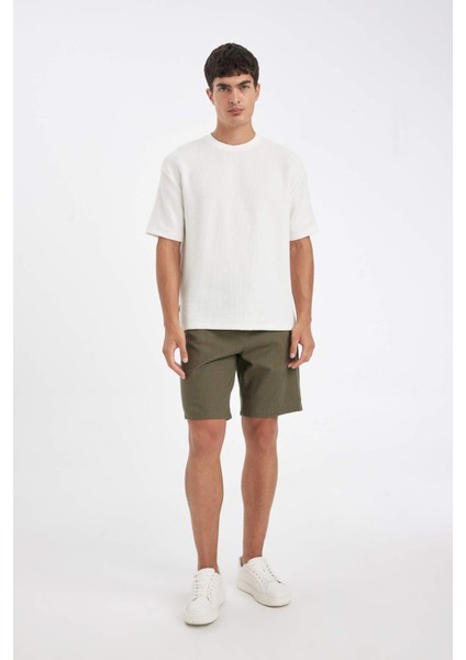 %100 Pamuk Relax Fit Bermuda Şort D7916AX24SM
