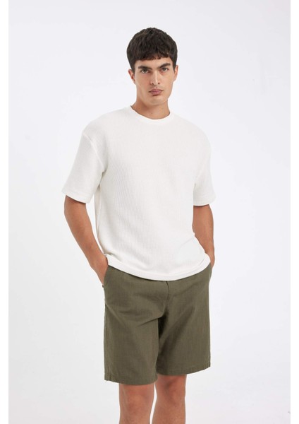 %100 Pamuk Relax Fit Bermuda Şort D7916AX24SM