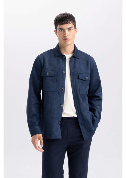 Regular Fit Polo Yaka Süet Gömlek Ceket D3379AX25SP