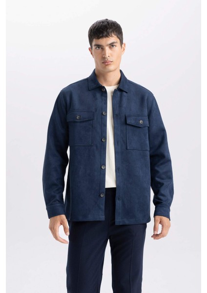 Regular Fit Polo Yaka Süet Gömlek Ceket D3379AX25SP
