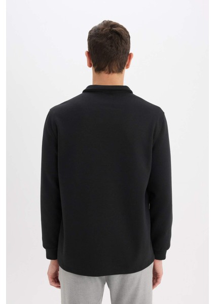 Regular Fit Dik Yaka Yarım Fermuarlı Basic Düz Sweatshirt D7226AX25SP
