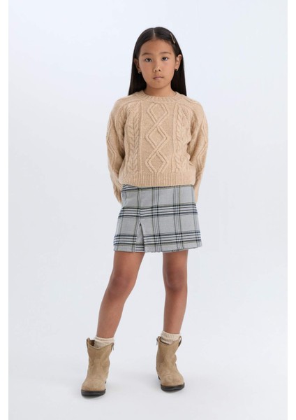 Kız Çocuk Ekoseli Şort Etek D7084A824WN
