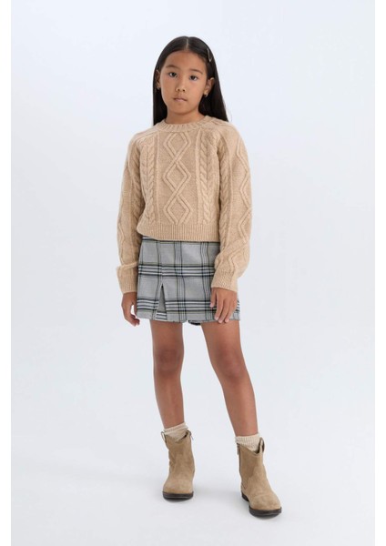 Kız Çocuk Ekoseli Şort Etek D7084A824WN