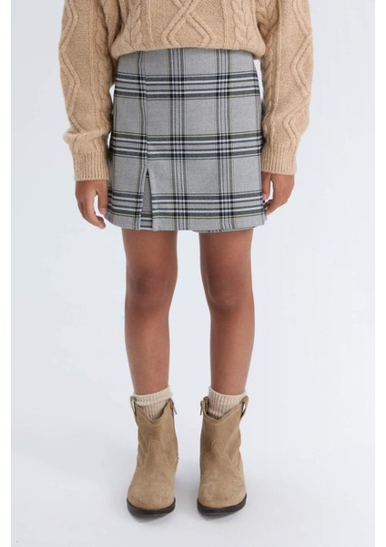 Kız Çocuk Ekoseli Şort Etek D7084A824WN