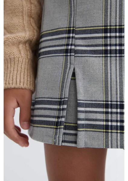 Kız Çocuk Ekoseli Şort Etek D7084A824WN