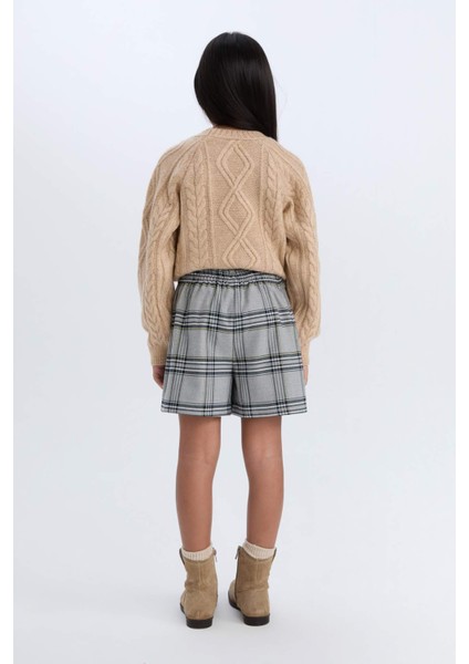 Kız Çocuk Ekoseli Şort Etek D7084A824WN