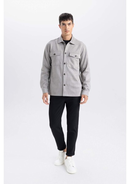 Regular Fit Polo Yaka Süet Gömlek Ceket D3379AX25SP