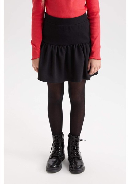 Kız Çocuk Basic Düz Beli Lastikli Volanlı Etek