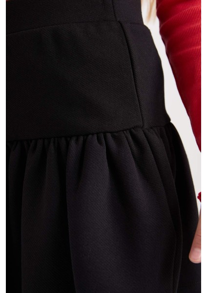 Kız Çocuk Basic Düz Beli Lastikli Volanlı Etek