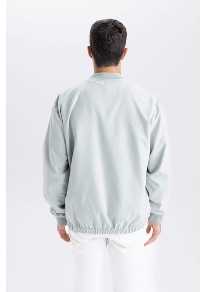 Su İtici Regular Fit Kolej Yaka Fermuarlı Cepli Mevsimlik Baharlık Bomber Mont D7447AX24AU