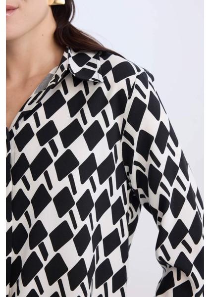 Regular Fit Desenli Uzun Kollu Gömlek D7229AX25SP