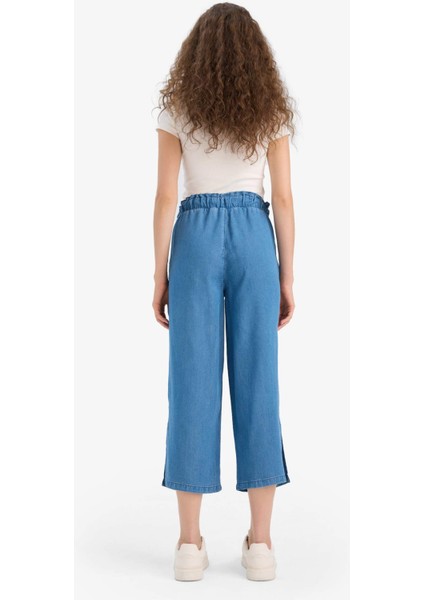 Pull On Culotte Yüksek Beli Lastikli Tensel Yıkamalı İnce Jean Pantolon D8241AX25SM