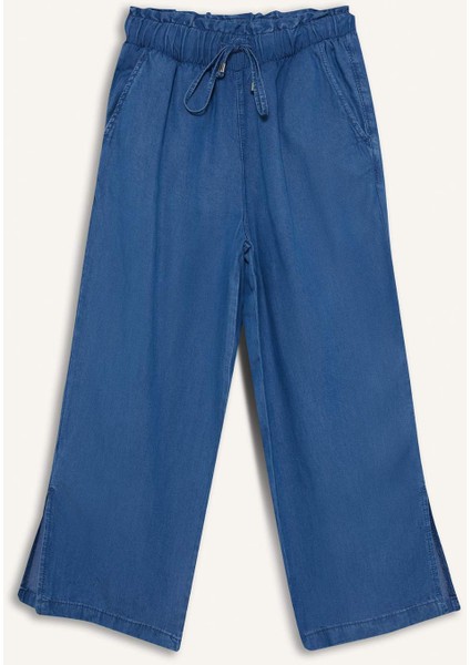 Pull On Culotte Yüksek Beli Lastikli Tensel Yıkamalı İnce Jean Pantolon D8241AX25SM