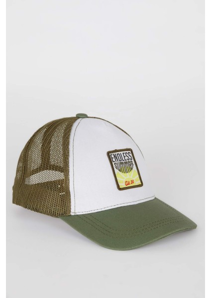 Erkek Çocuk Etiket Baskılı Gabardin Beyzbol Basketbol Şapkası B7907A825SM