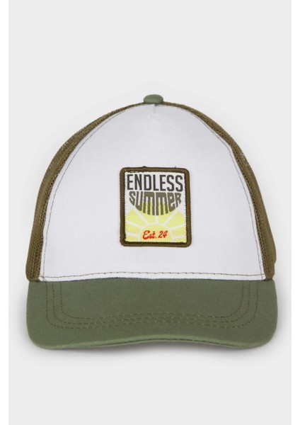 Erkek Çocuk Etiket Baskılı Gabardin Beyzbol Basketbol Şapkası B7907A825SM