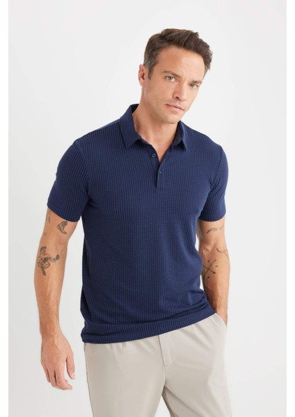 Slim Fit Dar Kesim Polo Yaka Pamuklu Kısa Kollu Tişört X2594AZ25SP