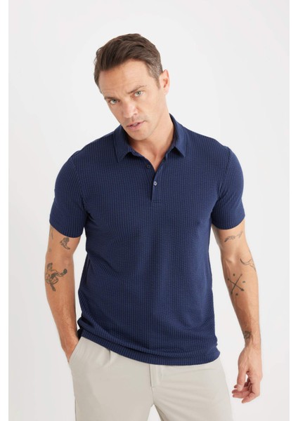 Slim Fit Dar Kesim Polo Yaka Pamuklu Kısa Kollu Tişört X2594AZ25SP