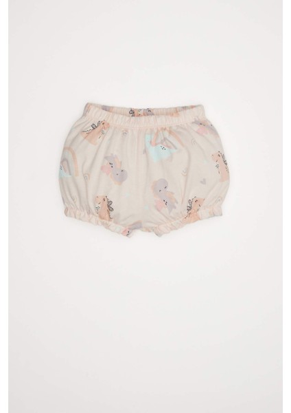 Kız Bebek Pijama Takımı Dinozor Baskılı Kısa Kollu Penye Üst Beli Lastikli Şort D8295A5NS