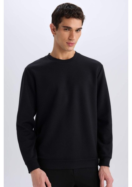 Regular Fit Bisiklet Yaka Basic Düz Sweatshirt D7231AX25SP