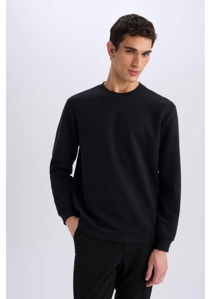 Regular Fit Bisiklet Yaka Basic Düz Sweatshirt D7231AX25SP