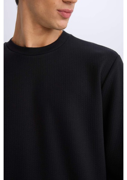 Regular Fit Bisiklet Yaka Basic Düz Sweatshirt D7231AX25SP