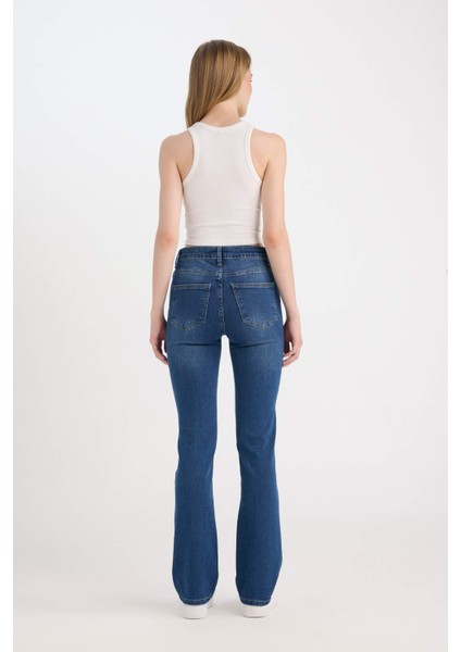 Bootcut Normal Bel Cepli Uzun Jean Yıkamalı Pantolon D5527AX24WN