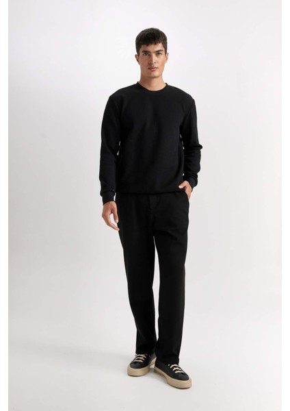 Regular Fit Bisiklet Yaka Jakarlı Sweatshirt