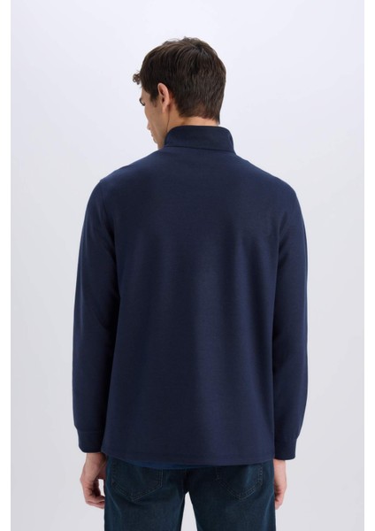 Regular Fit Dik Yaka Yarım Fermuarlı Basic Düz Sweatshirt D7226AX25SP