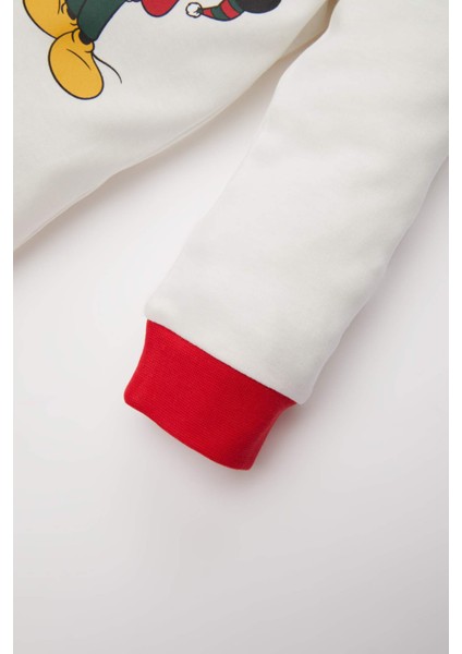 Erkek Bebek Disney Mickey & Minnie Yılbaşı Temalı Pijama Takımı Uzun Kollu Üst Beli Lastikli Uzun Alt D7141A524WN