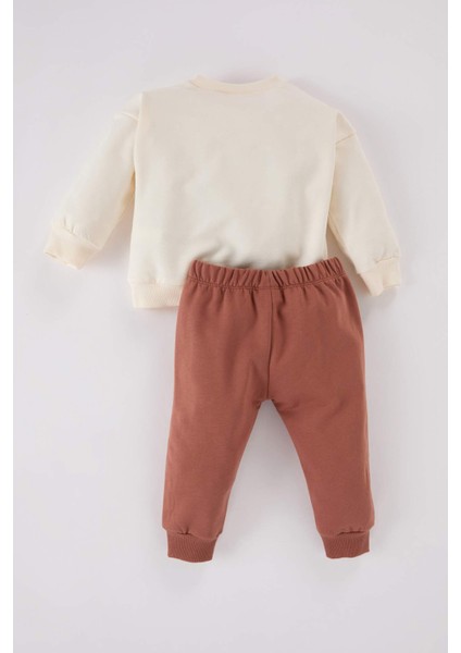 Erkek Bebek 2'li Takım Araç Baskılı Sweatshirt Beli Lastikli Eşofman Altı D7654A524WN