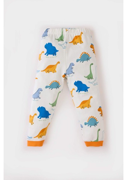 Erkek Bebek Pijama Takımı Dinazor Baskılı Uzun Kollu Üst Beli Lastikli Uzun Alt D7155A524WN