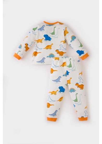 Erkek Bebek Pijama Takımı Dinazor Baskılı Uzun Kollu Üst Beli Lastikli Uzun Alt D7155A524WN