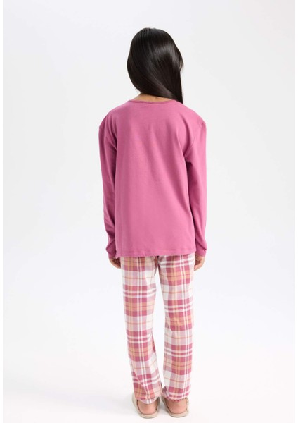 Kız Çocuk Pijama Takımı Baskılı Uzun Kollu Üst Beli Lastikli Uzun Alt D7740A824WN