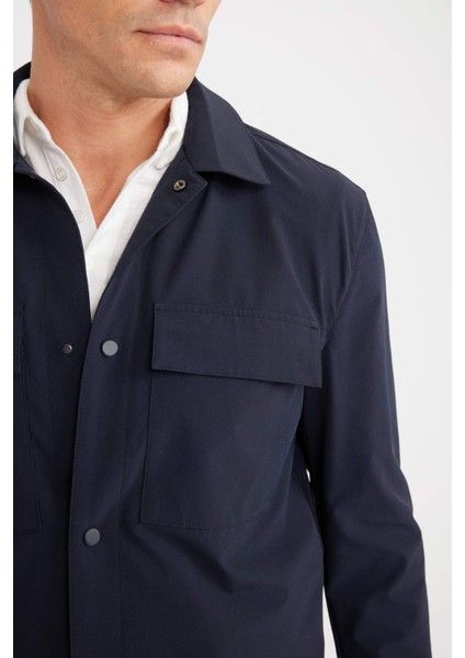 Regular Fit Polo Yaka Çıtçıtlı Cepli Teknik Gömlek Ceket B7396AX25SP