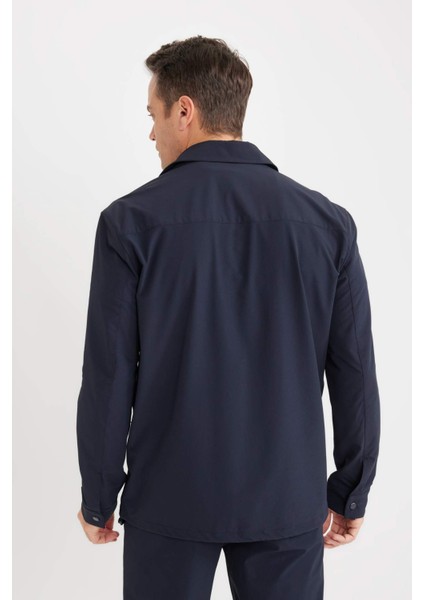 Regular Fit Polo Yaka Çıtçıtlı Cepli Teknik Gömlek Ceket B7396AX25SP