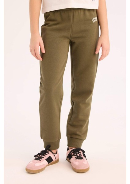 Kız Çocuk Beli Paçası Lastikli Baskılı Jogger Eşofman Altı D7011A824WN
