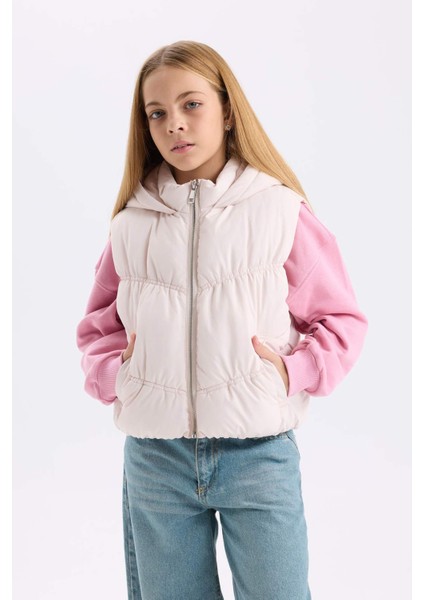 Kız Çocuk Su İtici Kapüşonlu Fermuarlı Şişme Yelek D6918A825SP