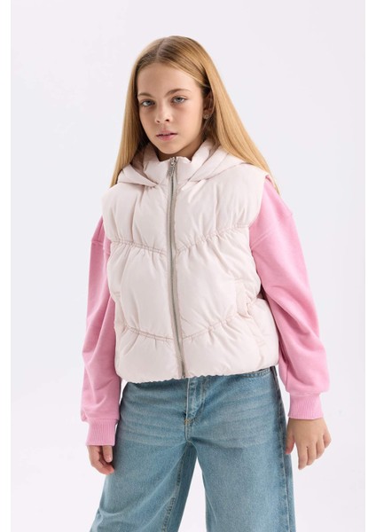 Kız Çocuk Su İtici Kapüşonlu Fermuarlı Şişme Yelek D6918A825SP