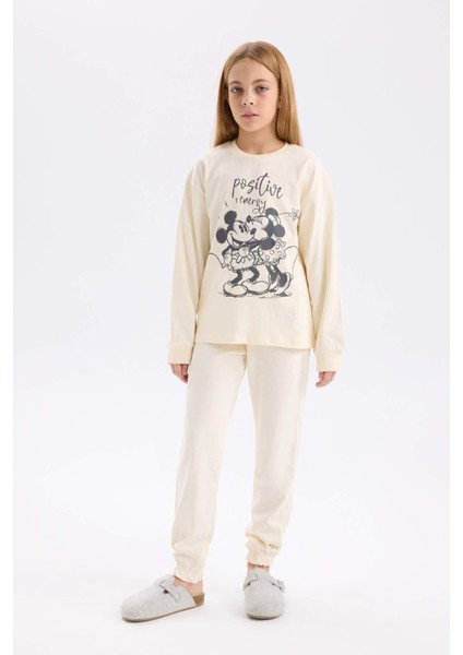 Kız Çocuk Disney Mickey & Minnie Pijama Takımı Uzun Kollu Üst Uzun Alt D7751A824WN
