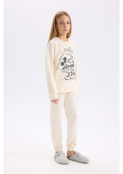 Kız Çocuk Disney Mickey & Minnie Pijama Takımı Uzun Kollu Üst Uzun Alt D7751A824WN