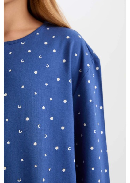 Kız Çocuk Pijama Takım Desenli Uzun Kollu Üst Beli Lastikli Uzun Alt D7746A824WN