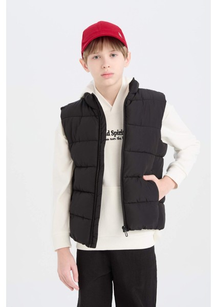 Erkek Çocuk Su Geçirmez Fermuarlı Basic Düz Dik Yaka Yelek D5905A825SP