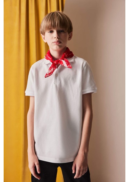 Erkek Çocuk Polo Yaka Basic Düz Pike Kısa Kollu Tişört K1689A625SM