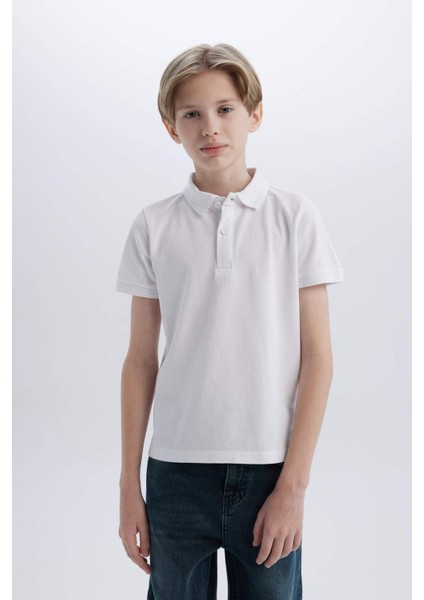 Erkek Çocuk Polo Yaka Basic Düz Pike Kısa Kollu Tişört K1689A625SM